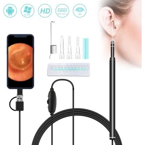 Outil de Nettoyage de Cire d'oreille de Kit Endoscope Pen Caméra Oreille Cuillère (1/4)