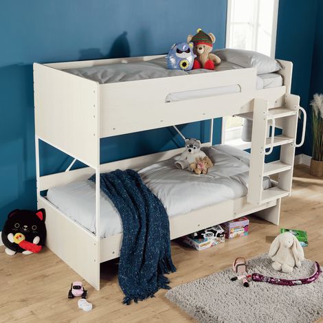 Kids Detachable Bunk Beds 3ft Single MDF Wooden Bed Sleeper Frame Woodgrain (1/5)