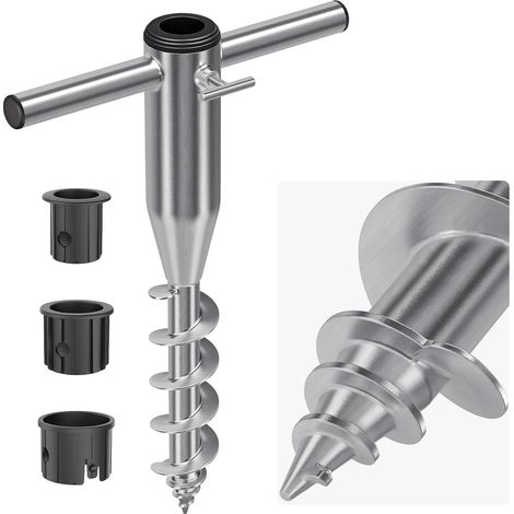 Ancrage de sable pour parasol de plage, ancrage à vis robuste pour le sable et l'herbe, base portable coupe-vent avec 3 manches, support entièrement soudé pour poteaux de parasol d'extérieur (1/5)