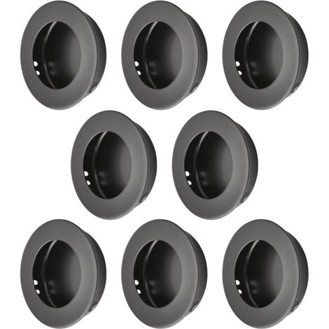 8er-Pack eingelassene runde Edelstahlgriffe für Küchenschiebetüren (Schwarz) (1/4)