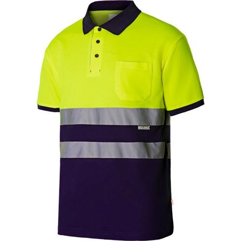 polo alta visibilidad manga corta bicolor 55% algodon varios colores tallas s-xxl alta visibilid amrillo marino talla l
