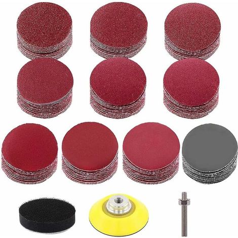 103 Pièces Disques Abrasifs 50mm Disques Papier Abrasif Grain 80 120 180 240 320 400 600 1000 2000 3000 Kit de Ponçage Disques Abrasifs 2 Pouces (1/5)