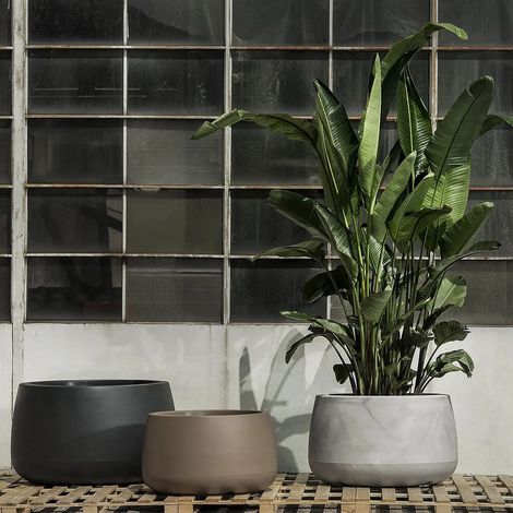 Vaso tondo in resina TITANO diam. 65cm - Colore: Bianco (1/5)