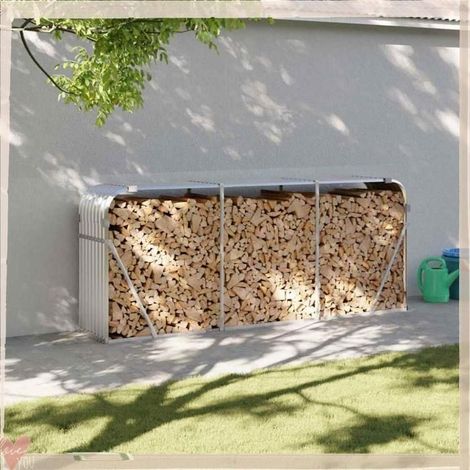 364595 Porte-bches argenté 234x45x100 cm acier galvanisé (1/5)