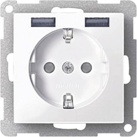 Merten MEG2366-0319 enchufe Schuko con USB blanco polar