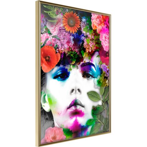 Affiche Murale Encadrée "Flower Coronet" 30 x 42 cm Or