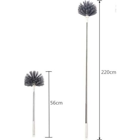 Plumeau Microfibre - Perche Télescopique 254 cm - Pour Toile D Araignée Et Hauts Plafonds - Lavable Et Pliable (1/5)