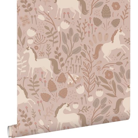 papier peint licornes vieux rose - ESTAhome (1/5)