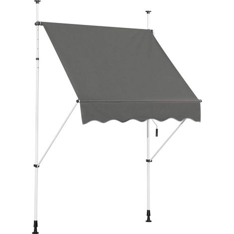 COSTWAY Markise Klemmmarkise Sonnenschutz, Balkonmarkise hoehenverstellbar 200-300cm, Sonnenmarkise mit Handkurbel ohne Bohren 150cm breit, grau (1/5)