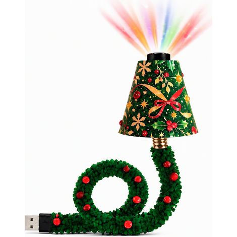 2pc Projecteur de Noël USB flexible réglable à 360°, plus de 6 motifs de projection Père Noël bonhomme de neige flocons, lampe d'ambiance de table, décoration et cadeau pour fête de Noël (1/4)