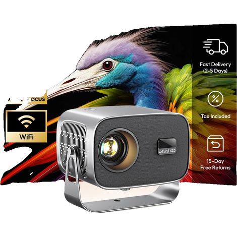 Mini projecteur, 1280x720 dpi, 350 lumens ANSI, 65W de puissance, projection de 30 à 150 pouces, design rotatif à 360° (1/5)