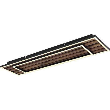 Plafonnier Woody noir avec rectangle de bois - 67345D2 (1/5)