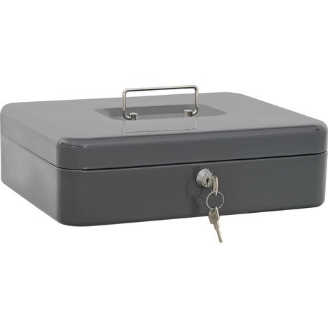 vidaXL Caja de dinero con cerradura Gris oscuro 30 x 24 x 9 cm Acero (1/5)