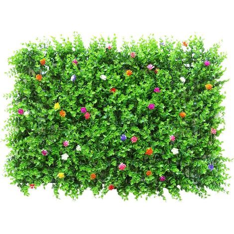 Panneaux de Mur de Gazon Artificiel, 40x60cm Haies Artificielles Panneaux Clôture Topiaire Criblage pour Jardin Extérieur Cour Arrière-Cour Décor (Fleur de Ceinture colorée) (1/2)