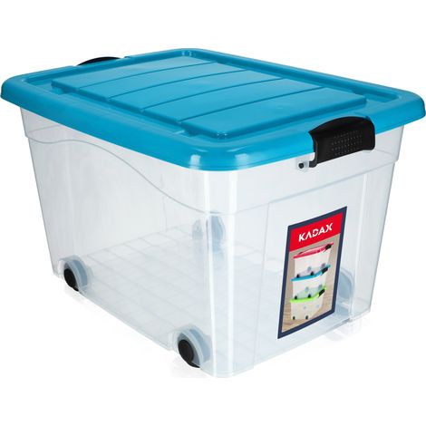 KADAX Kunststoffbehälter mit Rollen, Aufbewahrungsbox aus Kunststoff 60L (1/4)