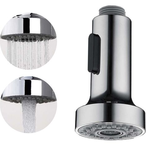 Douchette évier cuisine 2 modes, rallonge robinet cuisine avec aérateur, pommeau de douche extractible de rechange - argent