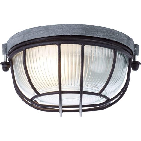 Plafonnier mural rond 19 cm aspect industriel en verre, 1 x E27, convient pour lampes normales jusqu'à max. 40 W (1/5)