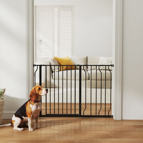 Cancelletto per cani, fissaggio a morsetto, lunghezza regolabile, acciaio/ABS, 75-115 x 76 cm, nero