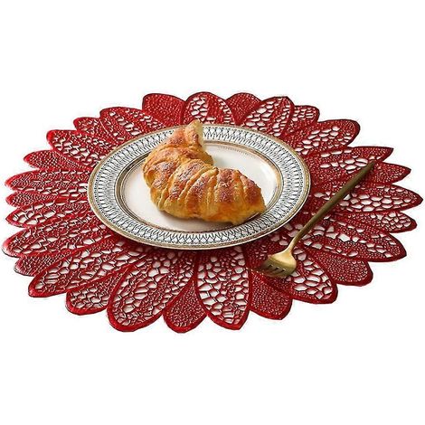 Set de table rond ajouré, antidérapant et résistant à la chaleur, en PVC, pour la décoration de table de Noël, 38 cm (1/5)