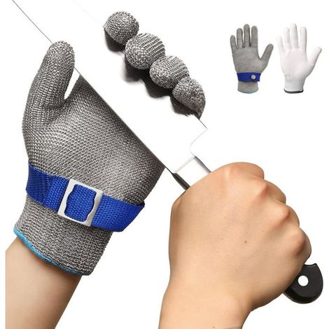 Gant Anti Coupure Gants Anti Coupure Gant en acier inoxydable pour Cuisine Boucher Travail extérieur (1/4)
