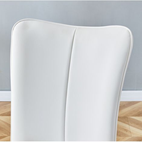 Chaise de salle à manger 89 cm en PU blanc et argent, lot de 2, moderne pour bureau FloraGrace (1/5)
