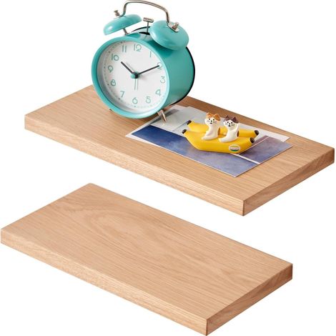 Lot de 2 étagères flottantes en chêne massif de 30 cm - Étagère murale rustique pour le salon, la cuisine, la chambre à coucher (1/5)
