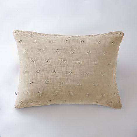 Taie d’Oreiller Brodée 50 x 70 cm – Gaze de Coton – Gaïa Boho Ficelle (1/5)
