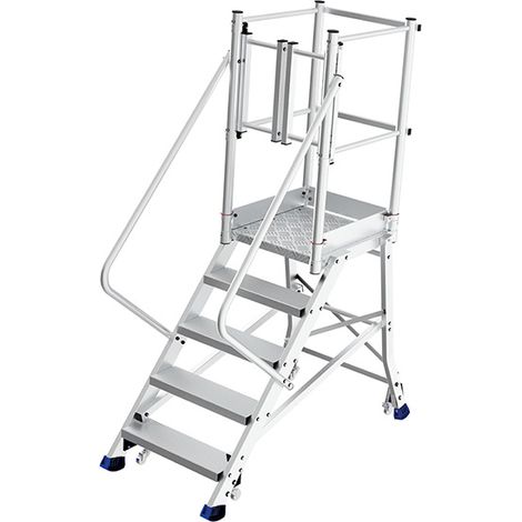 Mobile Plattformtreppe 2 Stufen - Maximale Arbeitshöhe. 2.40m - 4 rollen RESC - ESP302-PTP-R (1/4)