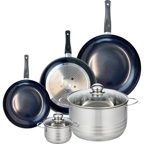 Ensemble de 3 Poêles de cuisson 20, 24 et 28 cm et 2 faitouts 12 et 24 cm Elo Prima Brillant (1/5)
