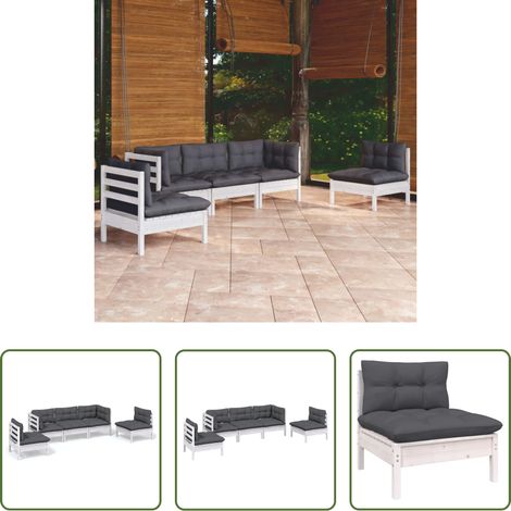 vidaXL Terrassensofa -  5-tlg. Garten-Lounge-Set mit Kissen Kiefer Massivholz (1/5)