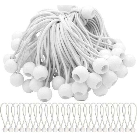 -Confezione da 50 tenditori elastici, corde elastiche con palline elastiche, palline elastiche per tendoni, tende, striscioni e teloni - Crezuo