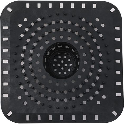 2-Pack Universal Silicone Drain Strainers with Suction Cups — Hair Catchers,black Square