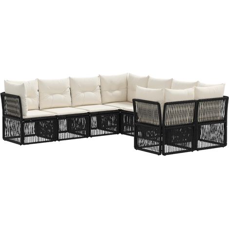 Ensemble de canapé de jardin 8 pc 8-Nombre de places Noir vidaXL (1/5)