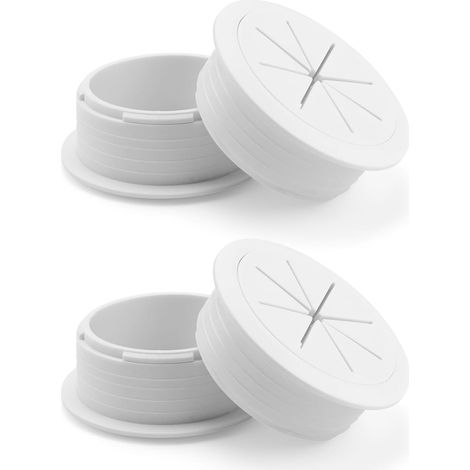 PasseCâble Ø 60 mm, 4 Pièces PasseFil Bureau Blanc, Trous de Câbles pour Bureaux d'ordinateur (1/5)