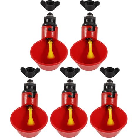 5-teiliges automatisches Geflügeltränke-Set, Wassernäpfe mit Befestigungsschrauben für Hühner und Vögel (1/4)