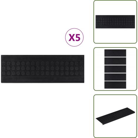 Alfombra para escaleras - vidaXL Alfombrillas de escalera de goma 5 uds 25x75 cm - Peldaños antideslizantes
