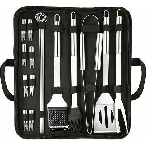 Ustensiles Barbecue,20pcs Kit Barbecue Accessoire, Acier Inoxydable Outil de Barbecue, Premium Complète Accessoire Barbecue en Plein air Ustensiles pour Cadeau pour Jardin Voyage ou Camping Fête (1/5)
