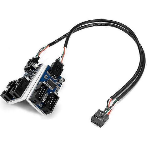 Adaptateur/répartiteur/convertisseur d'extension USB 2.0 9 broches pour carte mère, 30 cm, câble interne 9 broches kns (1/5)