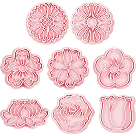Moule à biscuits réutilisable (8 pièces) - Moule à biscuits DIY - Moule à dessert-4.9X4.9X2CM-Pink (1/4)