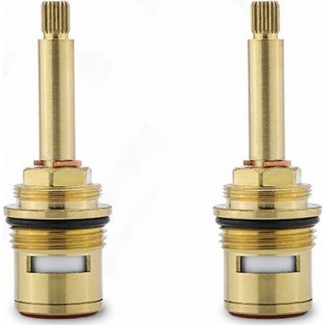 Set mit 2 Keramik- und Messinghähnen, rot und blau – 3/4" BSP-Anschluss – Maximale Temperatur 90 °C – Einfache Installation mit O-Ringen (1/5)