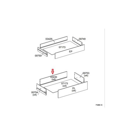 R POSTERIORE CASSETTO 03430 X KIT CASSETTIERA 5C NOVA 77X40X107 BIANCA 1 PZ