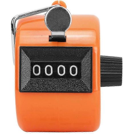 Compteur Manuel BERM 4 Chiffres en Plastique avec Bouton de Remise à Zéro et Crochet, Outil de Comptage Portable Orange