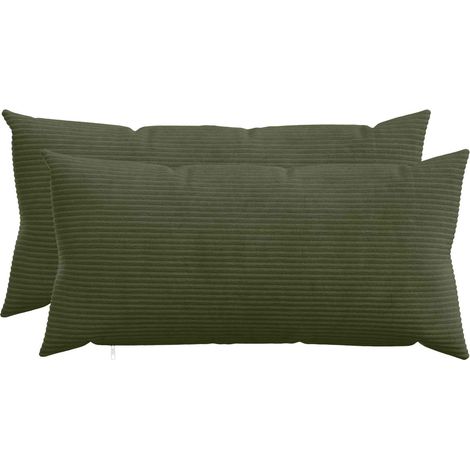 vidaXL Housse de coussin 2 pcs HEERLEN Vert 40 x 70 cm velours côtelé (1/4)