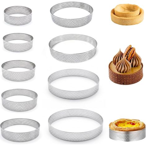 9 Pièces Cercle a Tarte Perforé,Cercle a Patisserie en Acier Inoxydable,Emporte Piece Rond Perforé de Différentes Tailles,Moule Tartelette pour Beignets,Fondant,Mousse,Pâtisserie DIY (1/5)