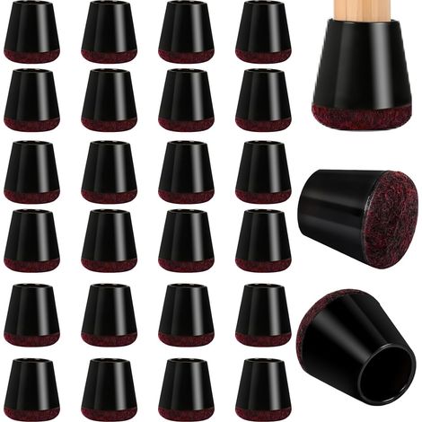 Stuhlbeinkappen,24 Stück Silikon Stuhlbeinschoner mit Filzpolstern,Schutzkappen für Runde Stuhlbeine (14-23mm Ø),für Geringeres Rauschen,rutschfeste Stuhlbeinkappen(Schwarz) (1/5)