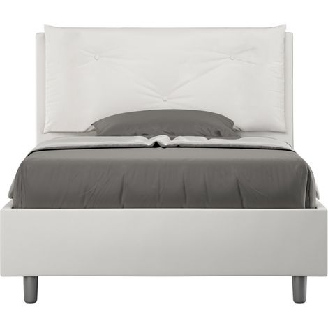 Letto una piazza e mezza senza rete imbottito 120x200 similpelle bianco Appia Large