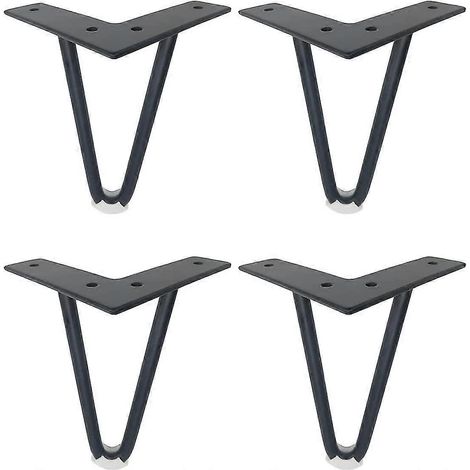 Ensemble de 4 pieds de table style épingle à cheveux, pieds de meubles en métal massif épais, pour tabourets, canapés, lits et armoires (2024). (1/5)