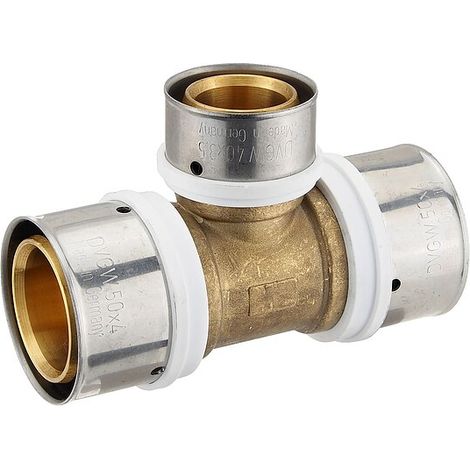Pressfitting-T-Stück - Mittelabgang reduziert - 50 x 4,0 - 40 x 3,5 - 50 x 4,0 mm für MV-Rohr
