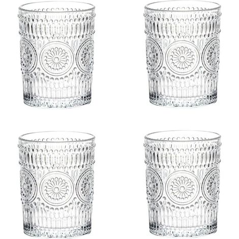 Set De 4, Verres Romantiques, Verres à Boire Premium 300ML, Set De Verrerie Vintage pour Jus, Boissons, Bières, Cocktails Set de 4 (300ml) (1/5)