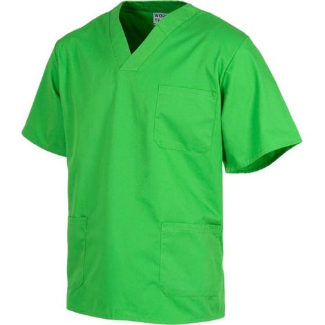 Casaca sanitaria unisex de manga corta y escote de pico cruzado WORKTEAM B9200 XXL Verde Pistacho (1/3)